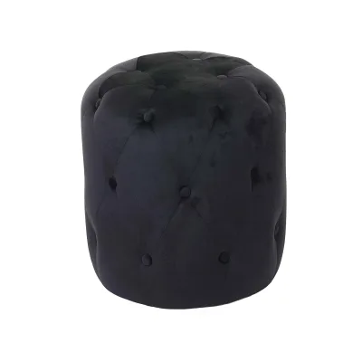 Hocker MCW-D22, Sitzhocker Ottomane, 42x39cm MVG-zertifiziert ~ Samt schwarz