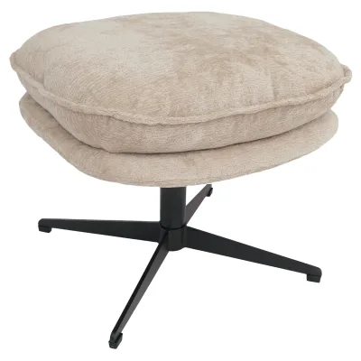 Hocker mit Polster MCW-P32, Sitz-/Fußhocker Fußablage Ottomane Stoff/Textil Chenille (370 g/m²) ~ creme