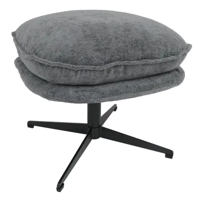 Hocker mit Polster MCW-P32, Sitz-/Fußhocker Fußablage Ottomane Stoff/Textil Chenille (370 g/m²) ~ grau