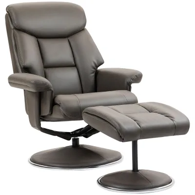 HOMCOM Relaxsessel mit Hocker, Fernsehsessel mit Liegefunktion Wippfunktion Grau
