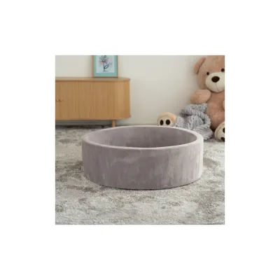 HOME DELUXE Bällebad Samt inkl. Spielbälle Pastell TWIRL - 100 x 100 cm Grau