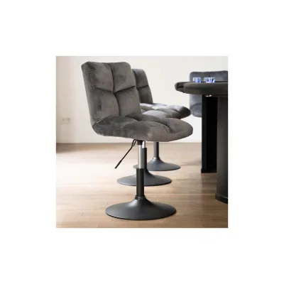 HOME DELUXE Barhocker höhenverstellbar 6er Set ACE - Samt Hellgrau
