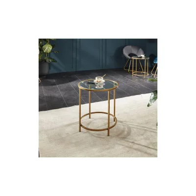 HOME DELUXE Beistelltisch Glas MASEI - 50 x 50 cm Gold