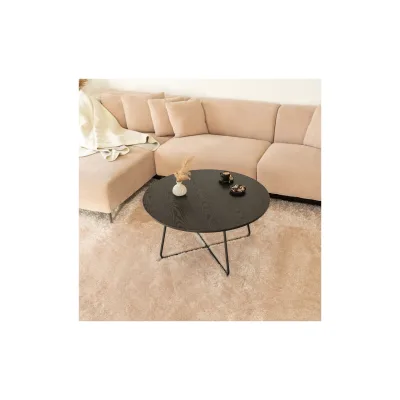 HOME DELUXE Couchtisch Rund NOVARA - 88 x 47 cm Dark Oak