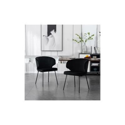 HOME DELUXE Esszimmerstuhl AMARA Samt - 8er Set Schwarz
