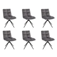 HOME DELUXE Esszimmerstuhl drehbar 6er Set NODA – Samt Hellgrau