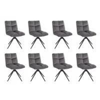 HOME DELUXE Esszimmerstuhl drehbar 8er Set NODA – Samt Hellgrau