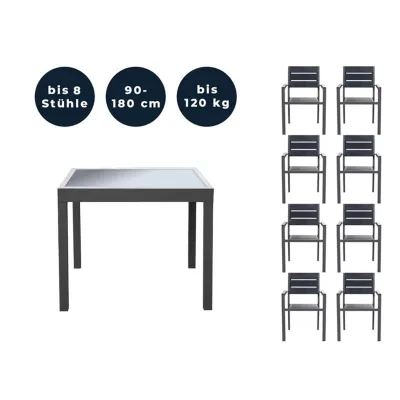HOME DELUXE Garten-Sitzgruppe ausziehbar VERANO MADERA - 180/90 x 90 cm 2 Stühle