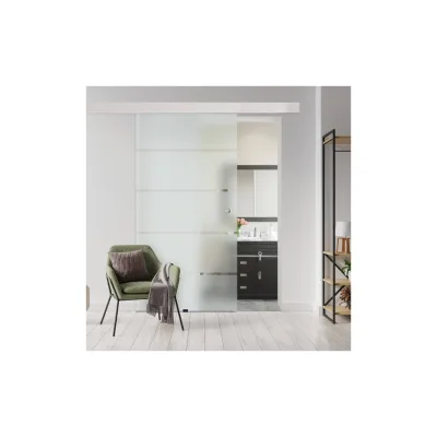 HOME DELUXE Glasschiebetür SIRENA – 205 x 90 cm Milchglas mit Streifen