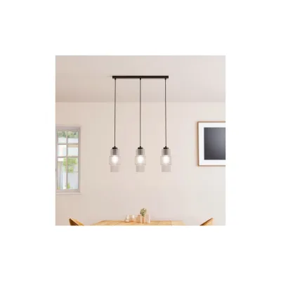 HOME DELUXE Große Tischlampe aus Glas YUKI - Rauchgrau