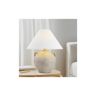 HOME DELUXE Große Tischlampe in Steinoptik RITA - Weiß