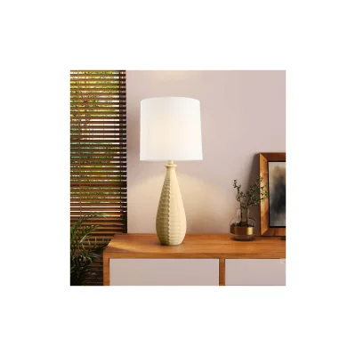 HOME DELUXE Große Tischlampe mit Stoffschirm MELVA - Schwarz