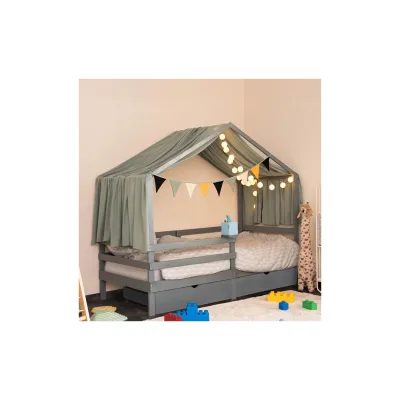 HOME DELUXE Kinderbett mit Schubladen WOLKENLAND – 90 x 200 cm Grau