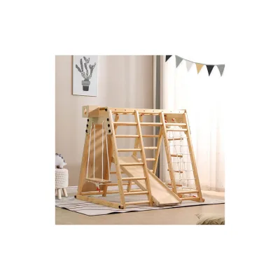 HOME DELUXE Klettergerüst Indoor inkl. Rutsche, Schaukel und Kletterwand LIO