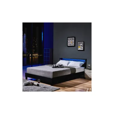 HOME DELUXE LED Bett ASTRO - 140 x 200 cm Schwarz