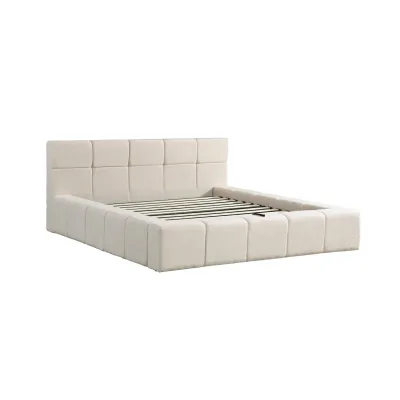 HOME DELUXE LED Bett aus Teddy-Stoff inkl. Stauraum GALA – Beige, 160 x 200 cm