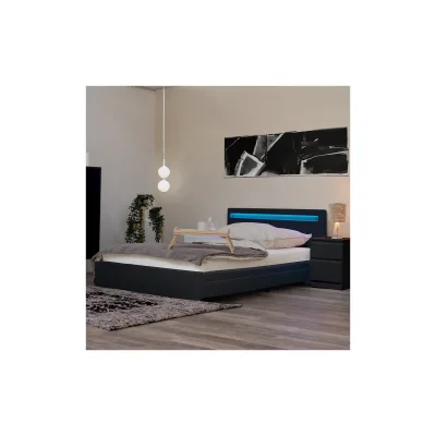 HOME DELUXE LED Bett mit Schubladen NUBE - 140 x 200 cm Dunkelgrau