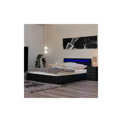 HOME DELUXE LED Bett mit Schubladen NUBE - 180 x 200 cm Schwarz