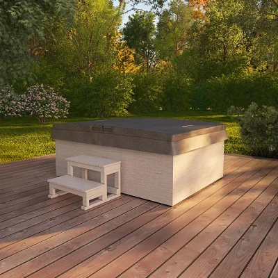 HOME DELUXE Outdoor Whirlpool NIMBUS mit Treppe und Thermoabdeckung - 190 x 140 cm für 2 Personen
