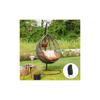 HOME DELUXE Polyrattan Hängesessel mit Regenabdeckung CIELO - Grau/Braun