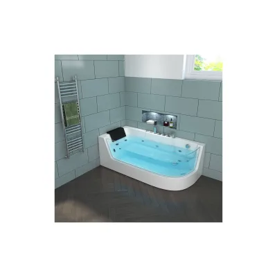 HOME DELUXE Whirlpool Badewanne mit Lichttherapie CARICA - 170 x 80 cm Rechts