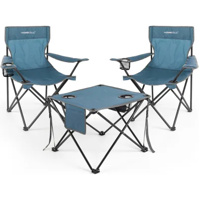 HOMECALL Campingstuhl Campingtisch mit Stühlen Klappstuhl Camping Faltstuhl Picknicktische (Blau)