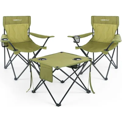 HOMECALL Campingstuhl Campingtisch mit Stühlen Klappstuhl Camping Faltstuhl Picknicktische (Olivgrün)
