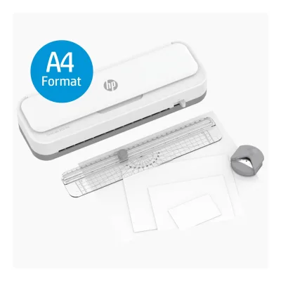 HP 4 in 1 Laminiergerät ONELam400 A4 mit Schneidelineal und Eckenrunder 15Folien