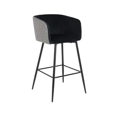 HTI-Living Barhocker Delray Hahnentritt Schwarz-Weiß