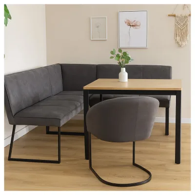 HTI-Living Eckbank 152 x 192 cm Schwarz Vemal kurzer Schenkel links