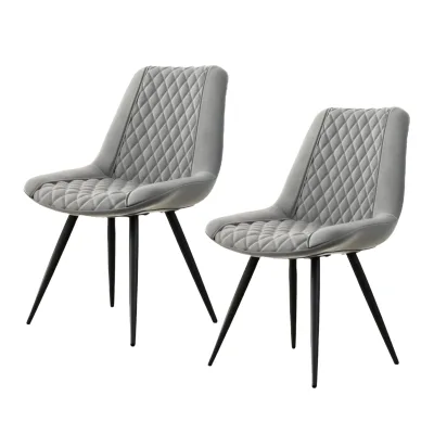 HTI-Living Esszimmerstuhl Astrid 2er-Set Kunstleder Grau