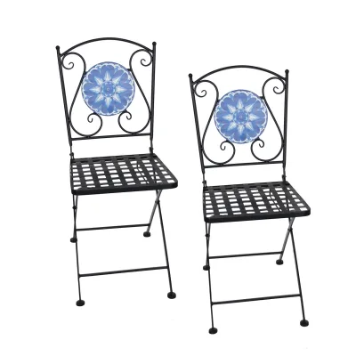 HTI-Living Gartenstühle 2 Stück Marocco Blau