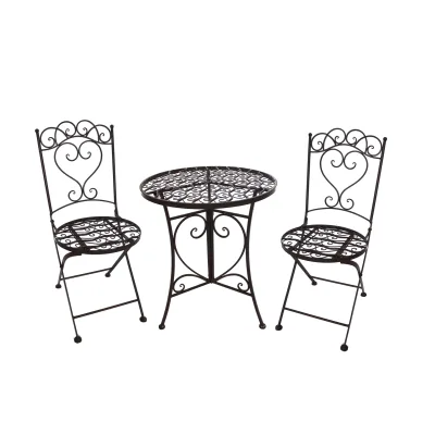 HTI-Living Gartentisch mit 2 Stühlen Curly Braun