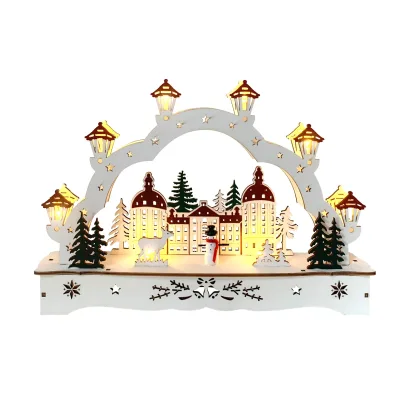 HTI-Living Lichterbogen in modernem Weiß Winterschloss