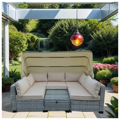 HTI-Living Loungemöbel Grau/Beige 6-teiliges Set