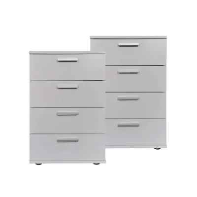 HTI-Living Nachtkommode 4 Schubladen Nina Weiß 2er-Set