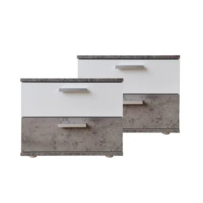 HTI-Living Nachtschrank 2er Set Beton Weiß Nina