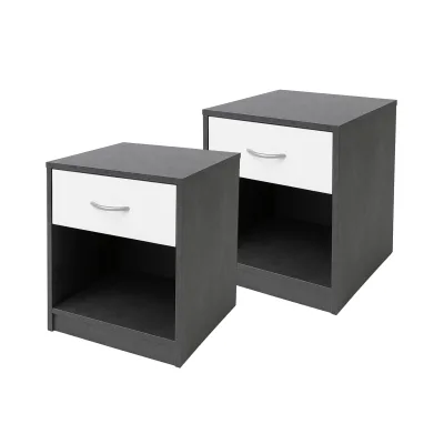 HTI-Living Nachtschrank 2er Set Nina Beton Weiß