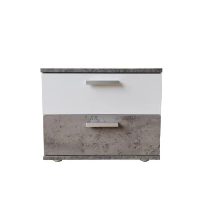 HTI-Living Nachtschrank Beton Weiß mit 2 Schubladen Nina
