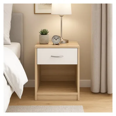 HTI-Living Nachtschrank mit 1 Schublade Nina Sonoma Weiß
