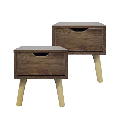 HTI-Living Nachttisch 1 Schublade 2er-Set Thekla Eiche