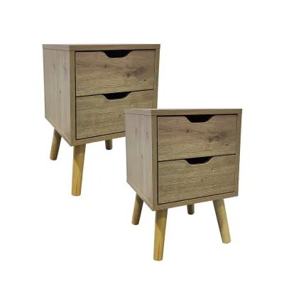 HTI-Living Nachttisch 2 Schubladen 2er-Set Thekla Artisaneiche
