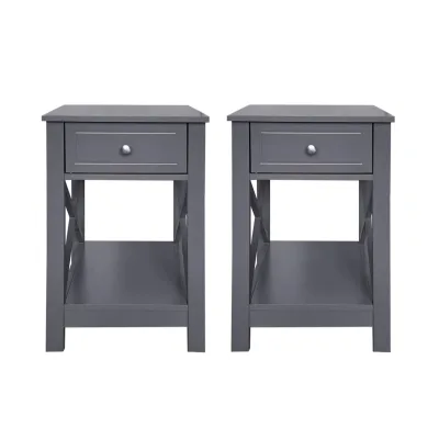 HTI-Living Nachttisch Hayet Grau 2er-Set