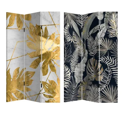 HTI-Living Paravent Gold Silber Leaves