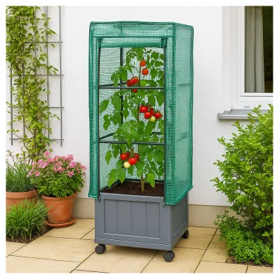HTI-Living Pflanzkübel mit Rankgitter und Folienabdeckung Nessa 30x30 cm
