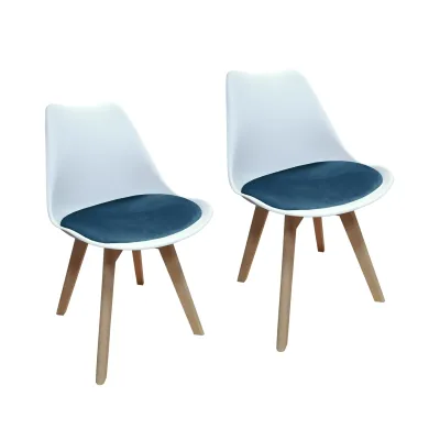 HTI-Living Stuhl Atlanta Weiß, Velvet Blau