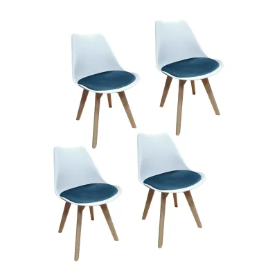 HTI-Living Stuhl Atlanta Weiß, Velvet Blau