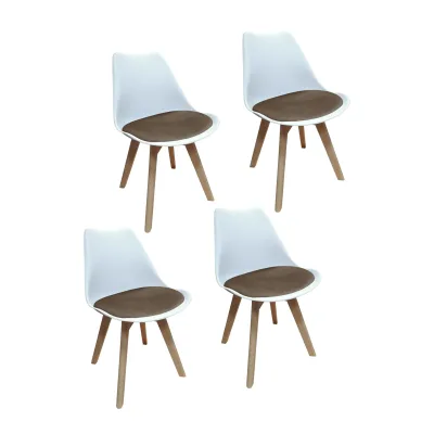 HTI-Living Stuhl Atlanta Weiß, Velvet Braun