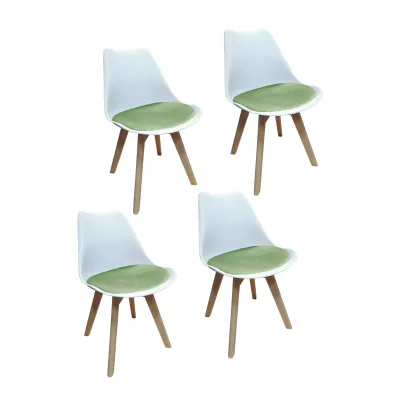 HTI-Living Stuhl Atlanta Weiß, Velvet Hellgrün