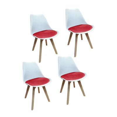 HTI-Living Stuhl Atlanta Weiß, Velvet Rot